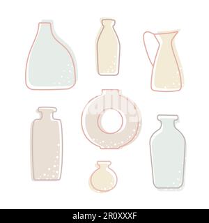 Forme minimaliste des vases en céramique. Illustrations vectorielles simples pour logo, icône, publication sur les réseaux sociaux, histoire, bannière, affiche. Illustration de Vecteur