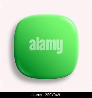 Superellipse d'icône d'application, arrière-plan brillant à vecteur pastel. Bouton 3D écurcle avec gradient holographique vert et rectangle arrondi réaliste à ombre molle Illustration de Vecteur