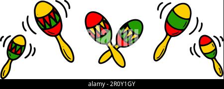 Icône Maracas. Illustration vectorielle du maraca bleu et rouge et du signe de l'instrument. Graphique de maraca et maracas Illustration de Vecteur