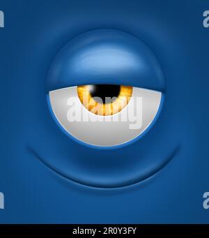 Émotiji bleu drôle Banque D'Images