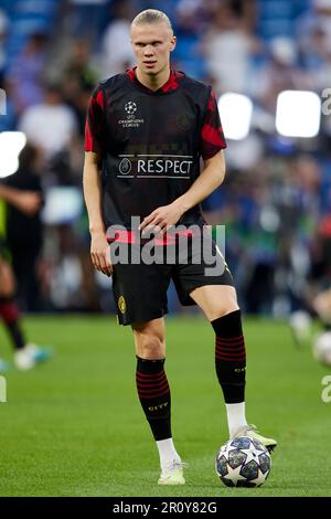 Madrid, Madrid, Espagne. 9th mai 2023. Erling Haaland du Manchester City FC lors du match de football de la Ligue des champions entre le Real Madrid et la ville de Manchester au stade Santiago Bernabeu à Madrid, Espagne, 9 mai 2023 (Credit image: © Ruben Albarran/ZUMA Press Wire) USAGE ÉDITORIAL SEULEMENT! Non destiné À un usage commercial ! Banque D'Images