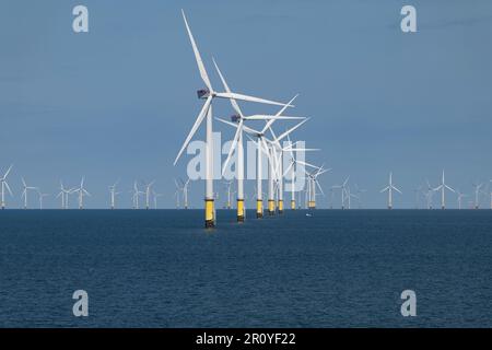 Le parc éolien Offshore Barrow, au large de la côte nord-ouest de l'Angleterre Banque D'Images