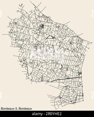 Carte des rues du CANTON DE BORDEAUX-3, BORDEAUX Illustration de Vecteur