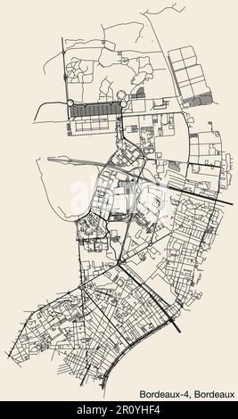 Carte des rues du CANTON DE BORDEAUX-4, BORDEAUX Illustration de Vecteur