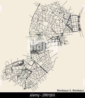 Carte des rues du CANTON DE BORDEAUX-2, BORDEAUX Illustration de Vecteur