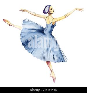 Ballerina danse aquarelle peinture isolée sur fond blanc carte de voeux Banque D'Images