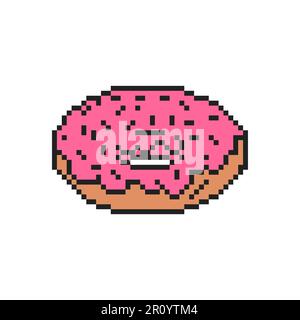 Donut pixel art. 8 peu de douceur alimentaire. Illustration vectorielle pixélisée Illustration de Vecteur