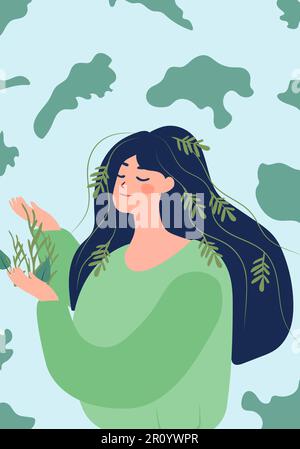 Mains berçant le globe, exprimant un profond respect et soin pour mère nature. Une représentation visuelle des questions urgentes du réchauffement de la planète et de l'altération du climat. Vecteur. Illustration de Vecteur