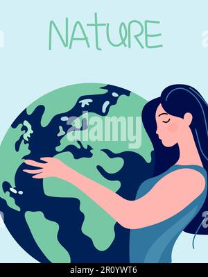 Mains berçant le globe, exprimant un profond respect et soin pour mère nature. Concept signifiant les défis environnementaux et l'importance de protéger la Terre. Vecteur. Illustration de Vecteur