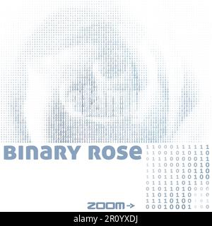 Code binaire bleuâtre rose fleur par des uns et des zéros. Arrière-plan de l'art graphique vectoriel numérique Illustration de Vecteur