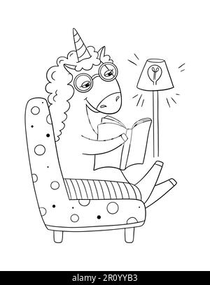 illustration de la ligne de référence d'unicorn. Page de coloriage pour enfants. Banque D'Images