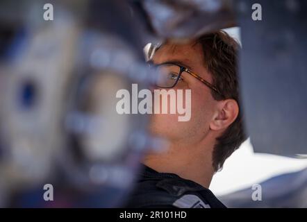 Tingsryd, Suède, 10 mai 2023 MRF Tires Dealer Team et Team GN Motorsport lors des essais avant le championnat européen de rallye de la FIA en Pologne. Credit: PEO Mšller/Alamy Live News Banque D'Images