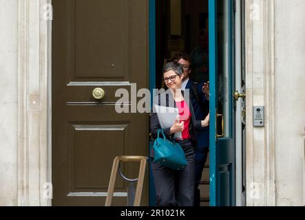 Londres,royaume-uni,09,May,2023.chloe smith signe le ministre vu quitter le bureau du cabinet après la réunion du cabinet Banque D'Images