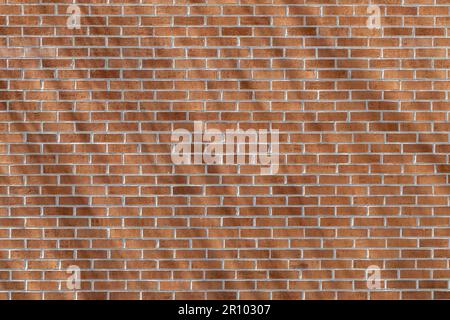 Gros plan de texture d'un mur moderne traditionnel en brique d'argile rouge en forme de lien courant (lien de brancard), avec des ombres diagonales Banque D'Images