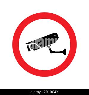caméra de vidéosurveillance classique simple en cercle rouge symbole vecteur isolé sur fond blanc Illustration de Vecteur
