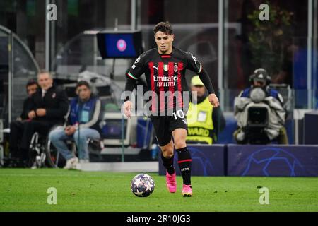 Milan, Italie - 10 mai 2023, Brahim Diaz (AC Milan) pendant la Ligue des champions de l'UEFA, demi-finales, match de football de 1st jambes entre AC Milan et FC Internazionale sur 10 mai 2023 au stade San Siro de Milan, Italie - Credit: Luca Rossini/E-Mage/Alamy Live News Banque D'Images