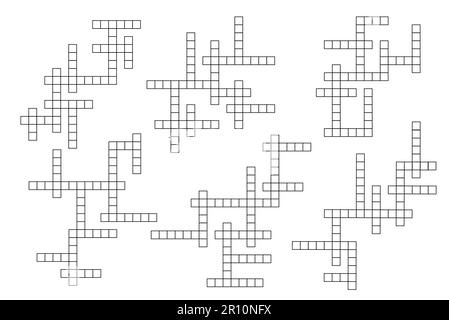 Grilles de jeux de mots croisés, boîtes vierges pour énigme de mot ou quiz de puzzle, modèles de vecteur. Cases carrées vides verticales et horizontales pour les mises en page de mots croisés de journaux et de jeux de mots Illustration de Vecteur