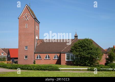 Église protestante, Baltrum, île de Frise orientale, Frise orientale, Basse-Saxe, Allemagne Banque D'Images