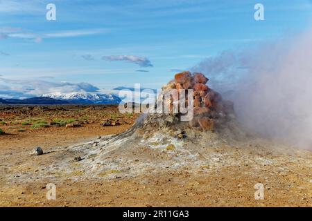 Zone géothermique Hverir, Namafjall, près de Myvatn, Nord de l'Islande, Islande Banque D'Images