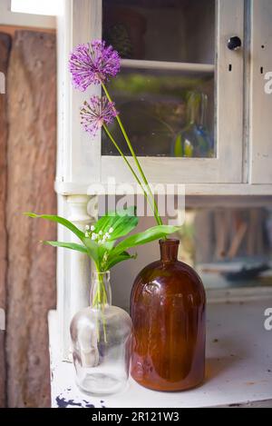 Véranda de la maison de campagne en automne. . ressort sur la terrasse Banque D'Images