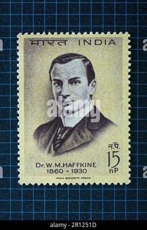 09 25 2013 Timbre postal d'époque de Dr.W.M.Haffkine 1860 -1930 Lokgram Studioshothot Kalyan Maharashtra Inde.Asia. Banque D'Images