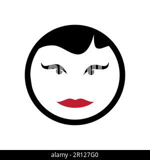 Visage d'une femme aux courbes à l'intérieur d'un cercle. Modèle d'illustration vectorielle simple. Bonne choubby Illustration de Vecteur