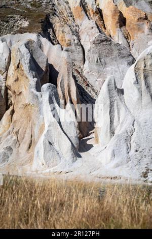 Formations rocheuses au bord du lac Blue, St Bathans, Central Otago, South Island, Nouvelle-Zélande Banque D'Images