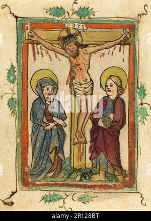 La Crucifixion, exécution, de Jésus de Nazareth, Christ, Vendredi Saint, Golgotha, 1460, Dutuit Mount of olives, Maître du Dutuit Mount of olives, reproduction historique, numériquement restaurée à partir d'un original du 19th siècle Banque D'Images