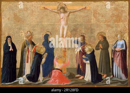 La Crucifixion, exécution, de Jésus de Nazareth, Christ, Vendredi Saint, Golgotha, c. 1440, Guido di Pietro, reproduction historique, numériquement restaurée d'un original du 19th siècle. Banque D'Images