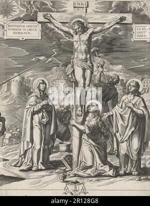 La Crucifixion, exécution, de Jésus de Nazareth, Christ, Vendredi Saint, Golgotha, 1600, Belgique, reproduction historique, numériquement restaurée à partir d'un original du 19th siècle. Banque D'Images