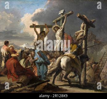 La Crucifixion, exécution, de Jésus de Nazareth, Christ, Vendredi Saint, Golgotha, c. 1750, Giambattista Tiepolo, reproduction historique, numériquement restaurée à partir d'un original du 19th siècle. Banque D'Images