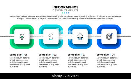 Modèle d'infographie avec icônes et 4 options ou étapes. Rectangles. Peut être utilisé pour la mise en page de flux de travail, le diagramme, la bannière, la conception Web. Illustration vectorielle Illustration de Vecteur