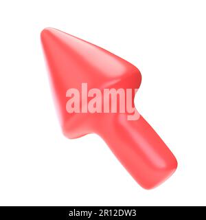 Flèche rouge pointant vers la gauche et au-dessus. Design 3D réaliste en plastique. Icône isolée sur fond blanc. illustration avec masque Banque D'Images