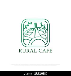 Restaurant traditionnel logo avec style art de la ligne , un restaurant avec un concept rural qui fournit des aliments biologiques traditionnels et des boissons art de la ligne Illustration de Vecteur