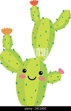 Illustration vectorielle d'un personnage de cactus drôle de style dessin animé isolé sur fond blanc Illustration de Vecteur