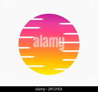 Symbole d'icône du soleil couchant isolé sur fond blanc. Dégradé violet et jaune. Illustration vectorielle Illustration de Vecteur