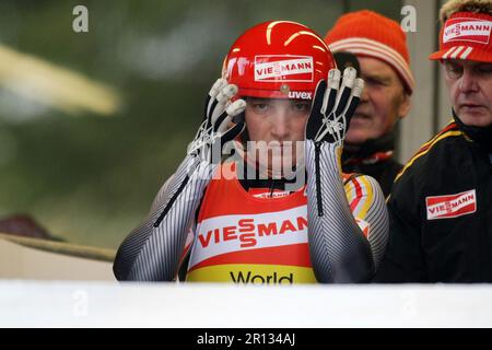 Tatjana Hüfner beim Rodel Welt Cup à Igels 28.11.2009. Banque D'Images