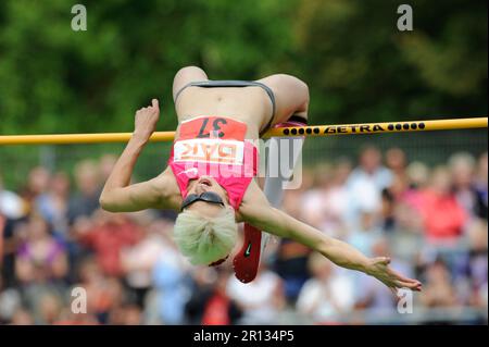 Ariane Friedrich Aktion Hochsprung Leichtathletik Gala à Wattenscheid am 2,8.2009. Banque D'Images