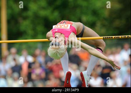 Ariane Friedrich Aktion Hochsprung Leichtathletik Gala à Wattenscheid am 2,8.2009. Banque D'Images