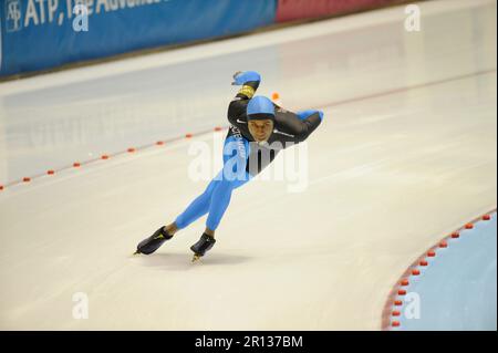 Shani Davis, USA, Aktion 1500m beim Essent ISU Welt Cup Eisschnelllauf 13.11.2009 à Heerenveen. Banque D'Images