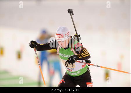 Andrea HENKEL Aktion Biathlon, 4x 6 KM Staffel der Frauen am 13.12.2009 à Hochfilzen. Banque D'Images