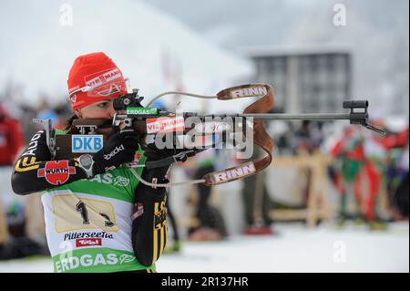 Andrea HENKEL, Aktion Biathlon, 4x 6 KM Staffel der Frauen am 13.12.2009 à Hochfilzen. Banque D'Images