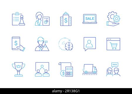 Achats et ventes - ensemble d'icônes de style de design de ligne moderne Illustration de Vecteur