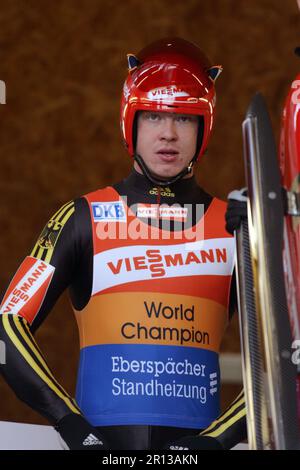 Felix Loch beim Rodel Welt Cup à Igls 28.11.2009. Banque D'Images