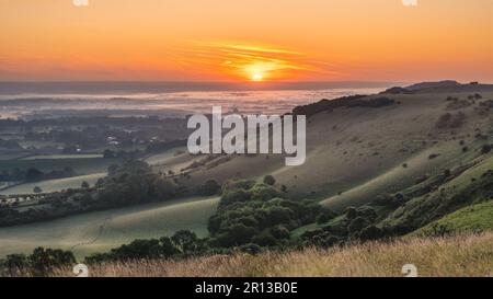 Ditchling Beacon lever du soleil Banque D'Images