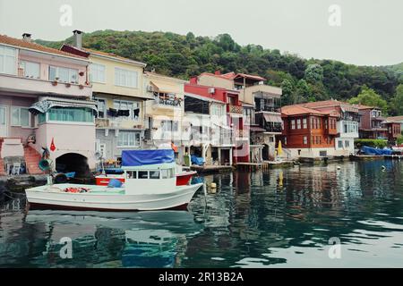 Vue pittoresque et paysage tranquille du village d'Anadolu Kavagi à l'extrémité nord du Bosphore dans le quartier de Beykoz à Istanbul, Turquie. Banque D'Images