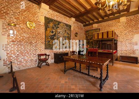 La chambre de Marguerite de Navarre. Château du Clos Lucé (15h siècle). Commune de Amboise dans le département de l'Indre-et-Loire. Vallée de la Loire. France Banque D'Images