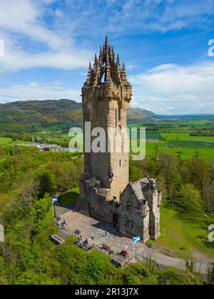 Vue aérienne du monument national Wallace à Stirling, Écosse, Royaume-Uni Banque D'Images