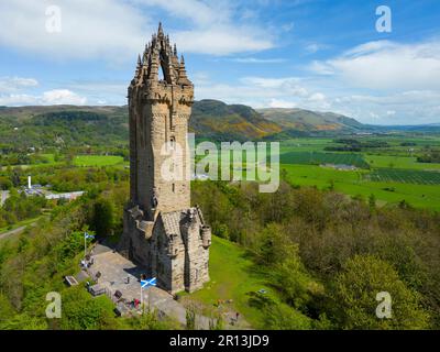 Vue aérienne du monument national Wallace à Stirling, Écosse, Royaume-Uni Banque D'Images