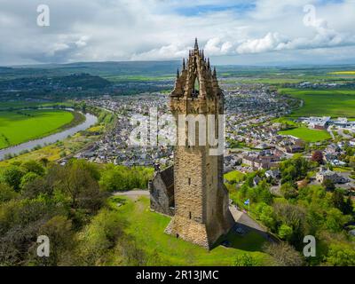 Vue aérienne du monument national Wallace à Stirling, Écosse, Royaume-Uni Banque D'Images